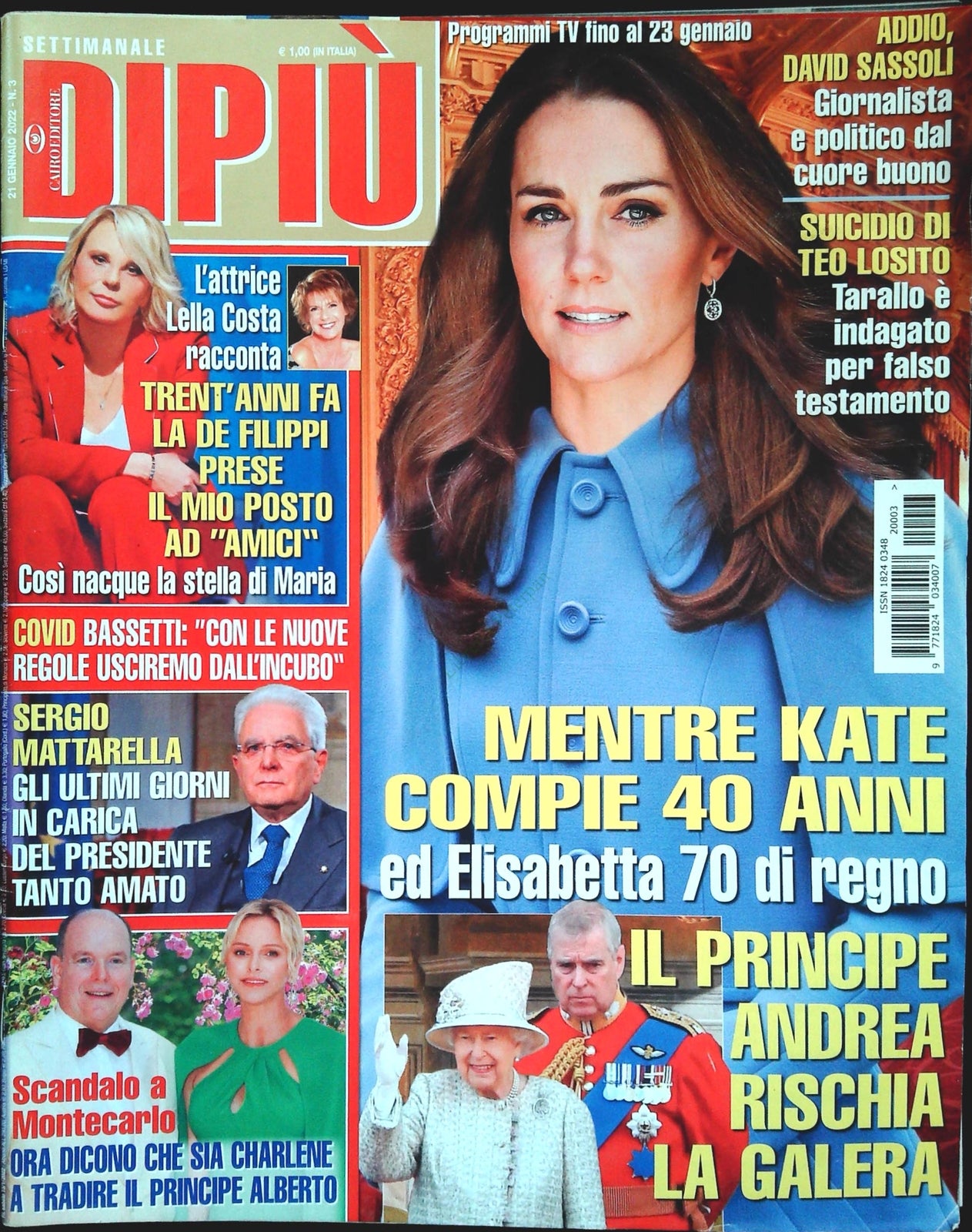 DI PIU' 21 GENNAIO 2022 - DE FILIPPI - DAVID SASSOLI - TEO LOSITO