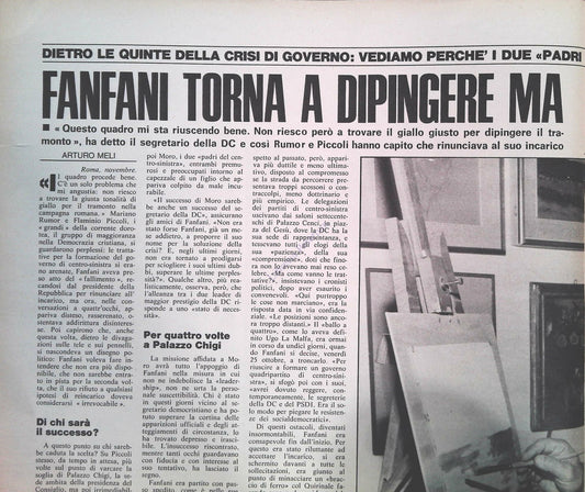 FANFANI TORNA A DIPINGERE MA SE MORO NON DOVESSE FARCELA - CLIPPING-RITAGLIO DI