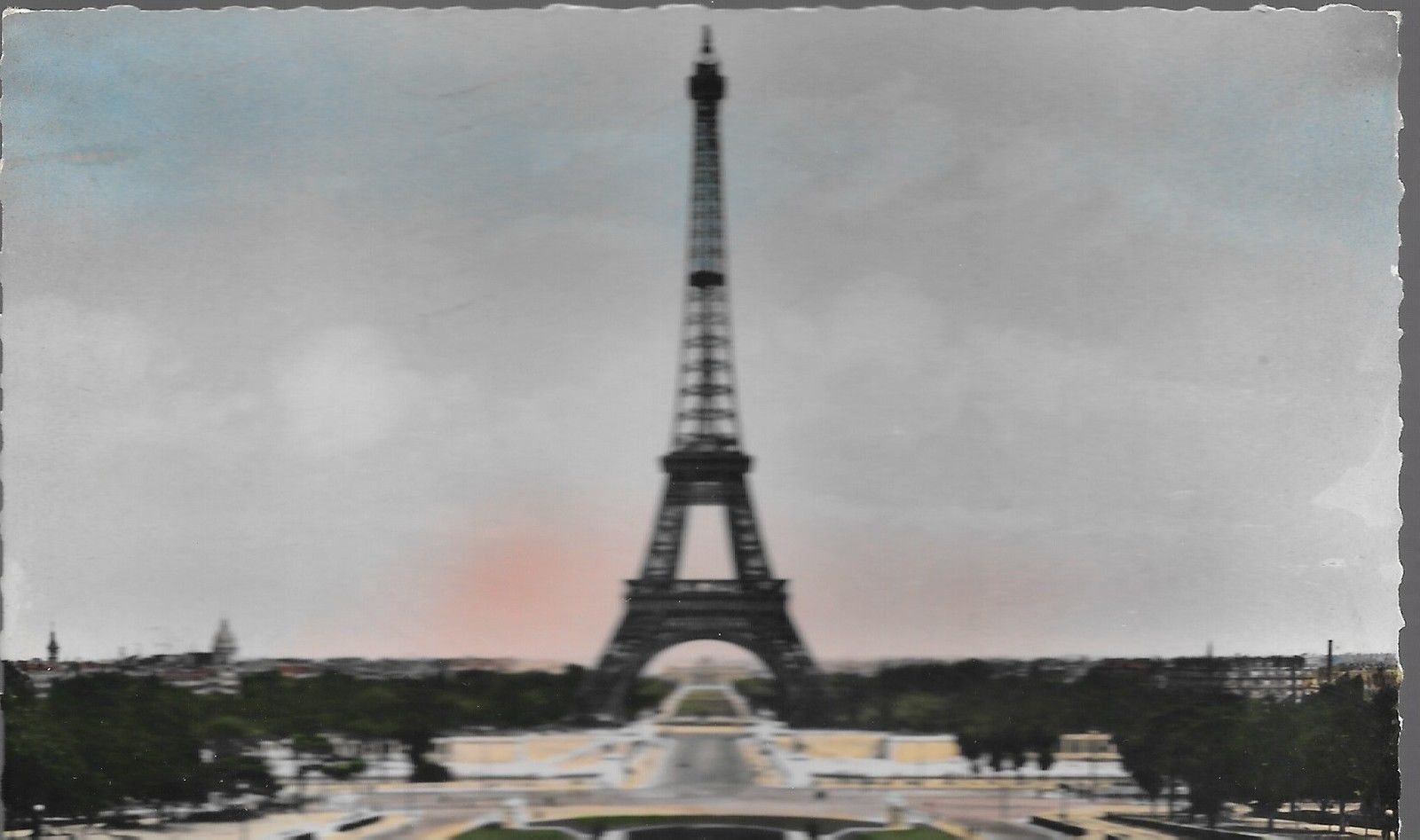 PARIGI - TOUR EIFFEL - PANORAMA - V1952 - ACQUARELLATA