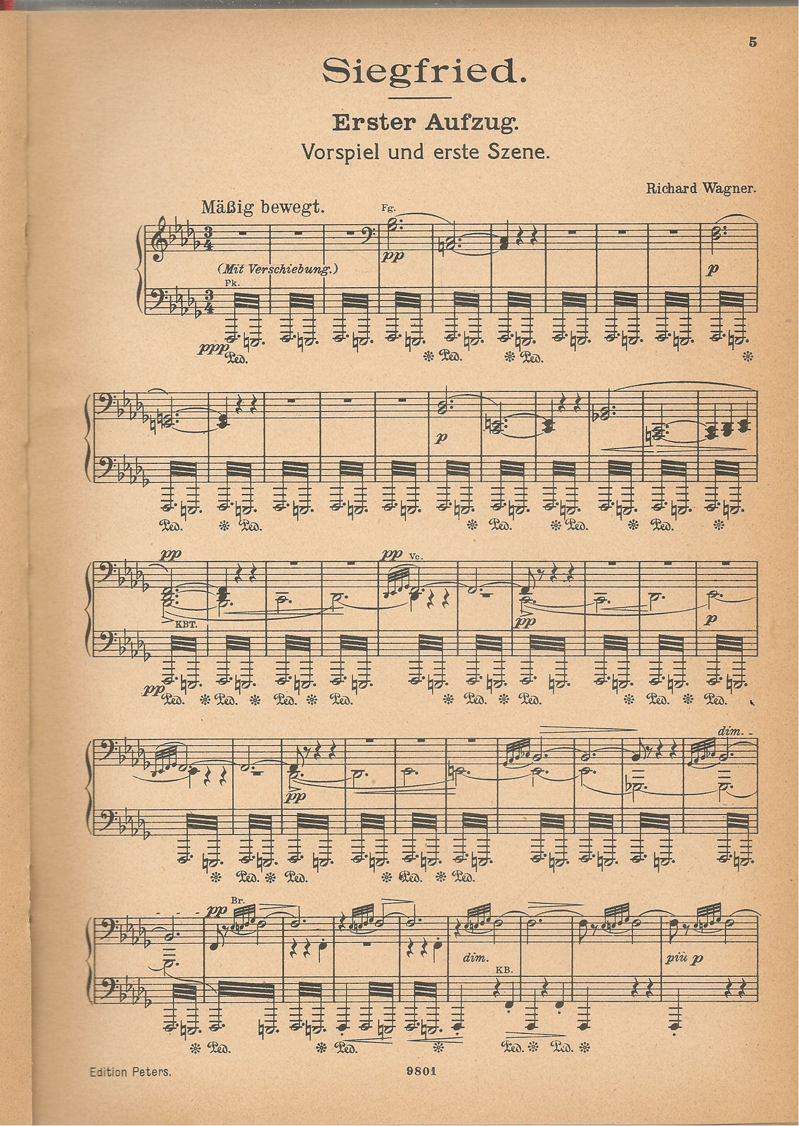 SIEGFRIED VON RICHARD WAGNER KLAVIERAUSZUG MIT TEXT FELIX MOTTL
