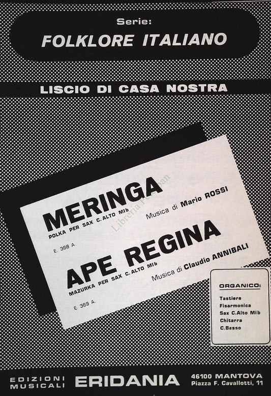 MERINGA- polka - APE REGINA. mazurka - SPARTITO-SHEET MUSIC