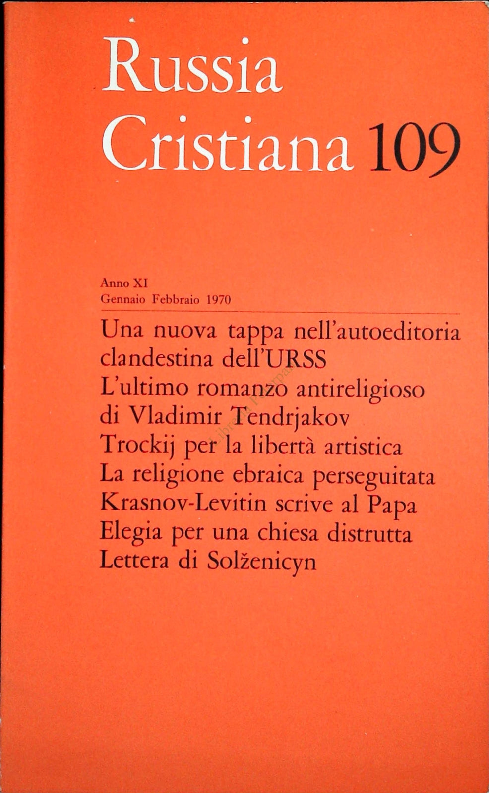 RUSSIA CRISTIANA N. 109 - GENNA-FEBBRAIO 1970