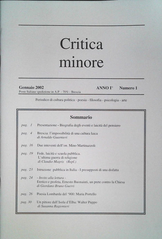 CRITICA MINORE - GENNAIO 2002