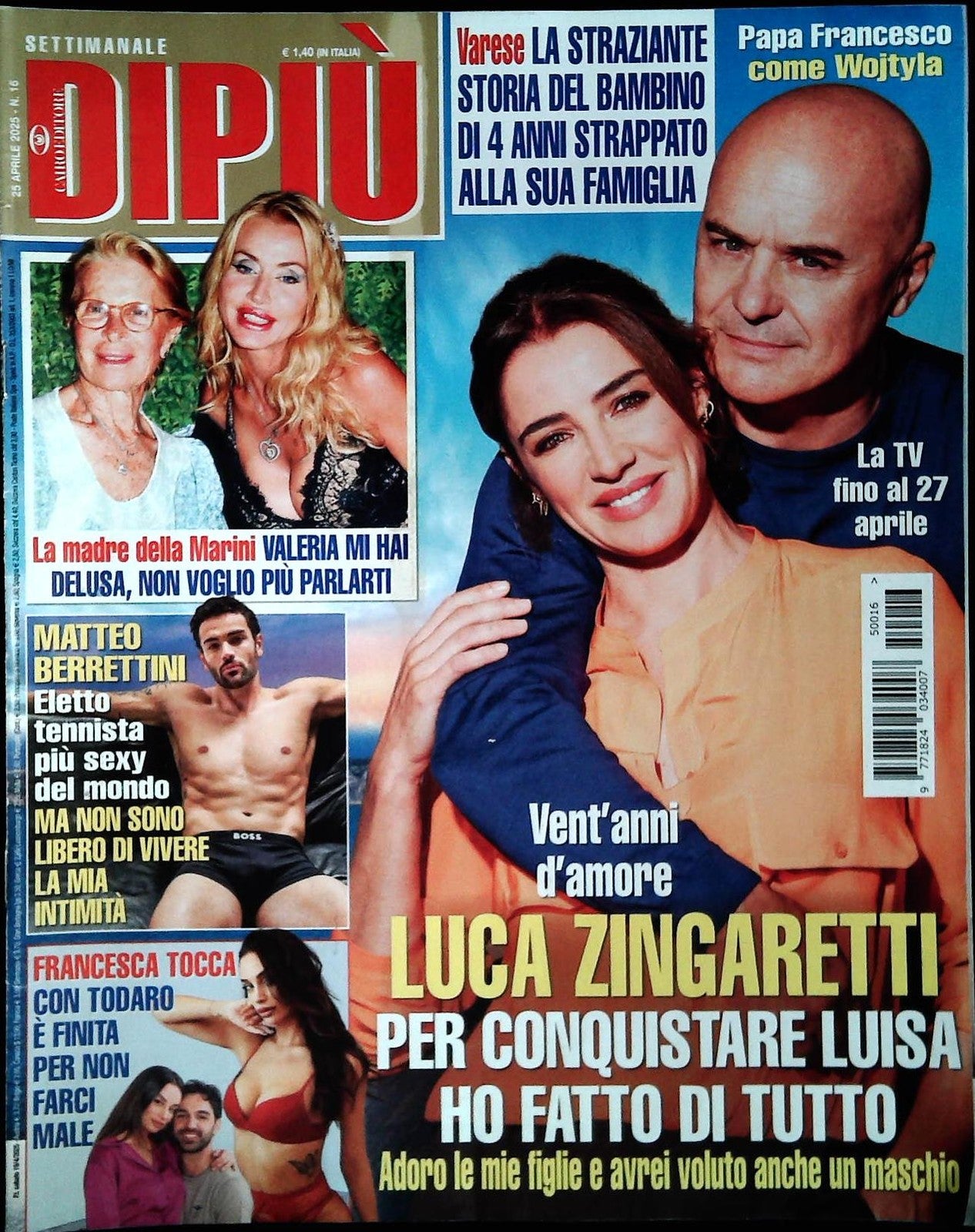 DI PIU' 26 APRILE 2025 - ZINGARETTI-VALERIA MARINI-BERRETTINI-FRANCESCA TOCCA