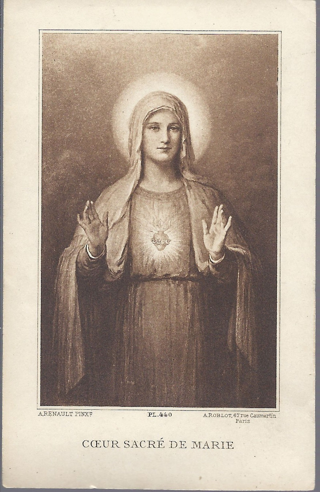 COEUR SACRE' DE MARIE - SANTINO  HOLY CARD - AS015-387 