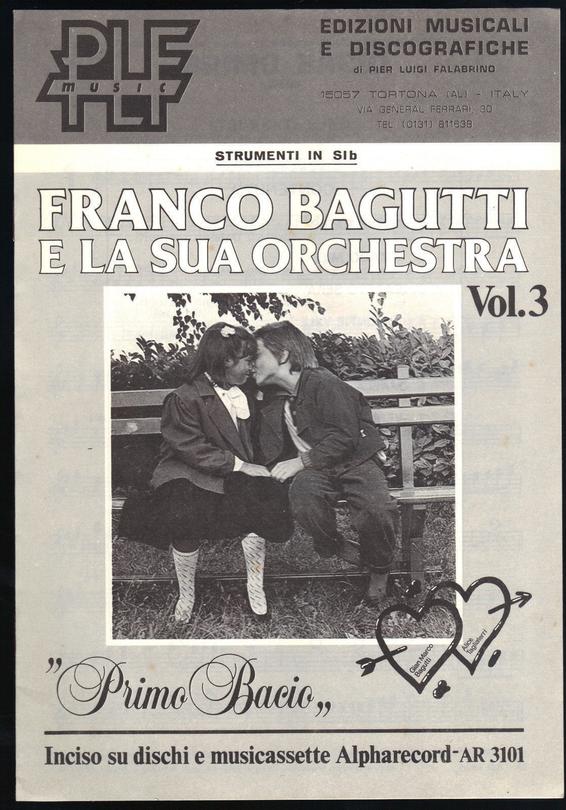 PRIMO BACIO E ALTRI 5 BRANI - ORCHESTRA F. BAGUTTI - SPARTITO - STRUMENTI IN SIb