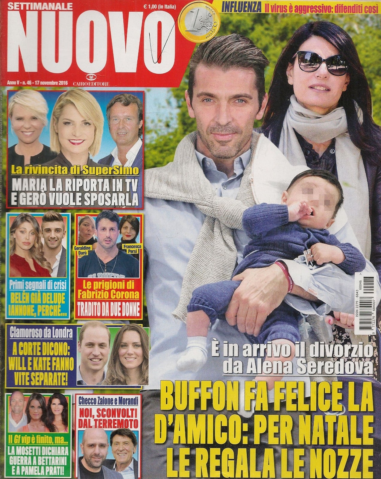 SETTIMANALE NUOVO 17 NOVEMBRE 2016 - BUFFON - VENTURA - BELEN -FABRIZIO CORONA
