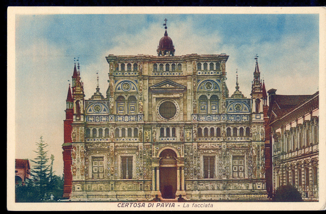 PAVIA - LA CERTOSA - LA FACCIATA - NV - ACQUERELLATA