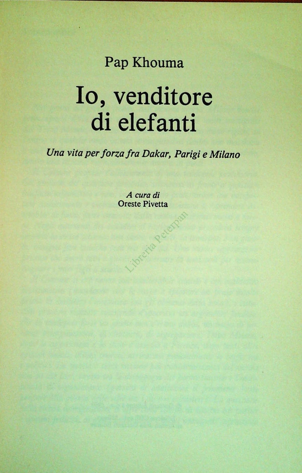 IO VENDITORE DI ELKEFANTI - PAP KHOUMA - CDE 1991 - OUTLET DEL LIBRO