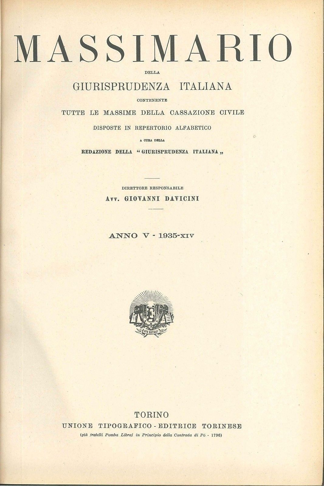 MASSIMARIO GIURISPRUDENZA ITALIANA 1935