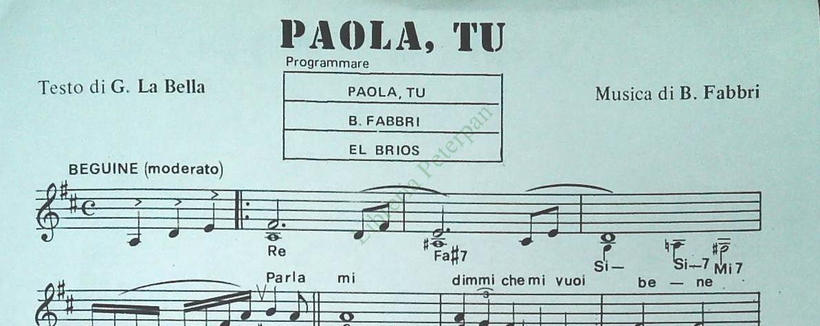 ROBERTO FABBRI TRE BRANI - SPARTITO-SHEET MUSIC