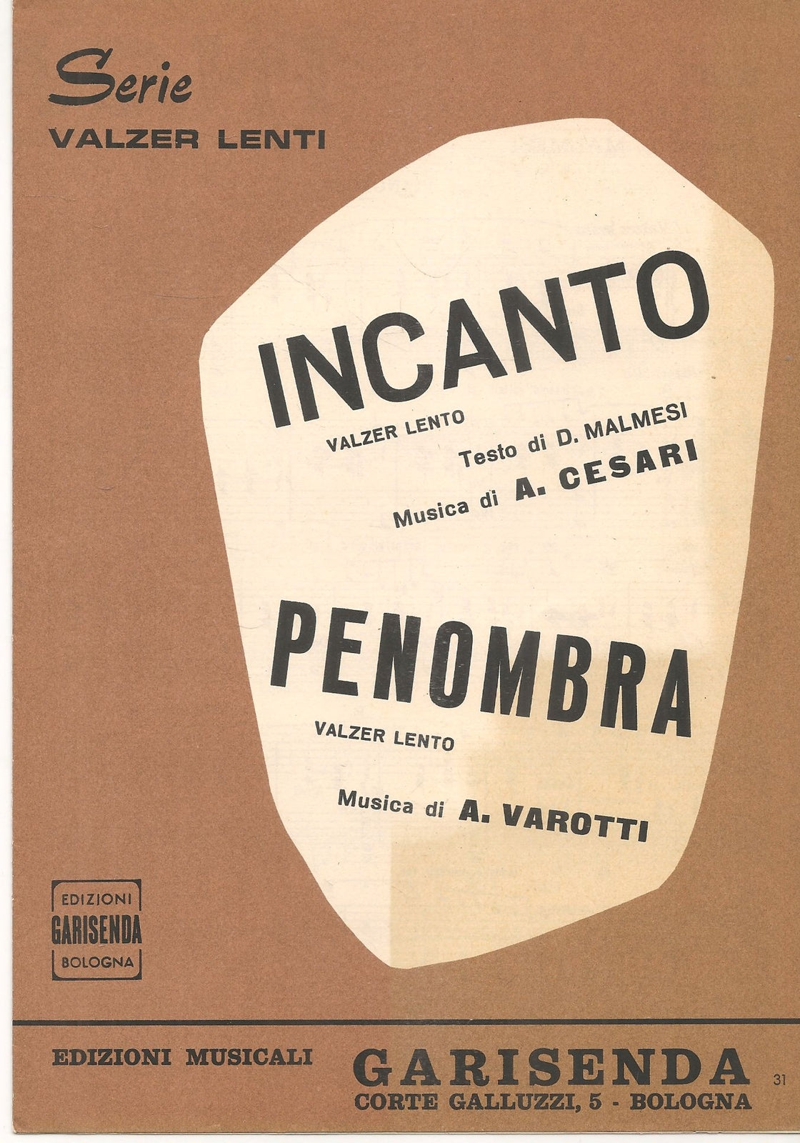 INCANTO. valzer lento - PENOMBRA. calzer lento - SPARTITO-SHEET MUSIC