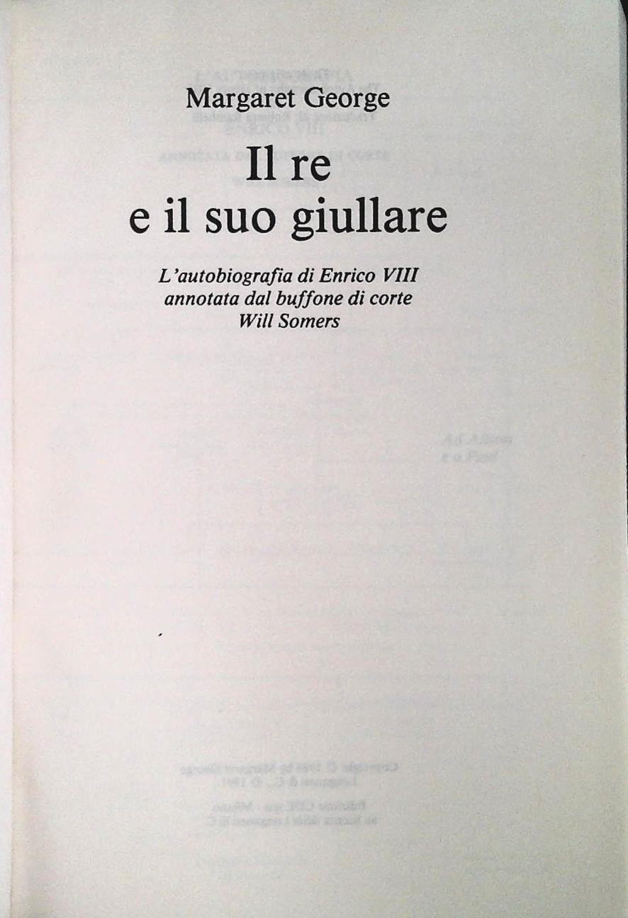 IL RE E IL SUO GIULLARE - MARGARET GEORGE - CDE 1992 - OUTLET DEL LIBRO