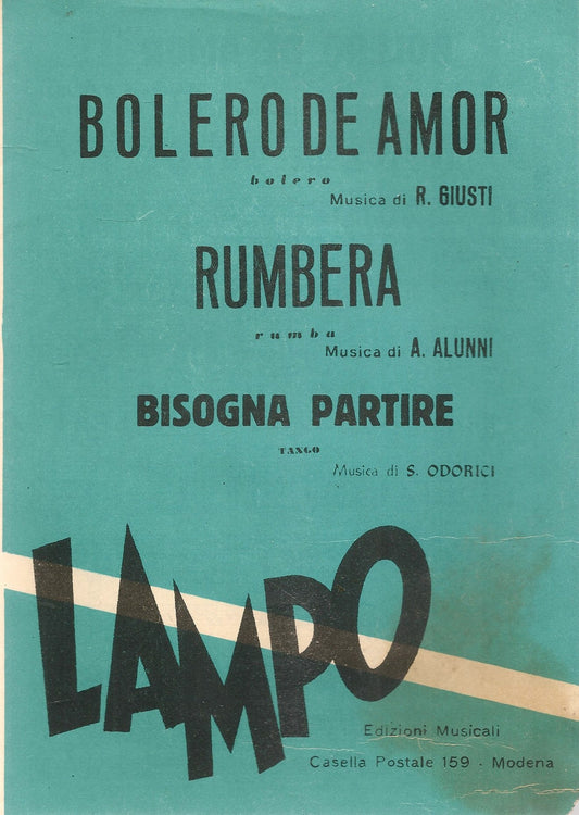 BOLERO DE AMOR - RUMBERA - BISOGNA PARTITRE - SPARTITO-SHEET MUSIC