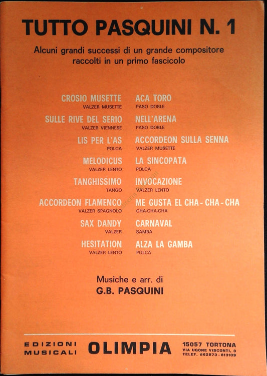 TUTTO PASQUINI N. 1 -   SPARTITO - SHEET MUSIC