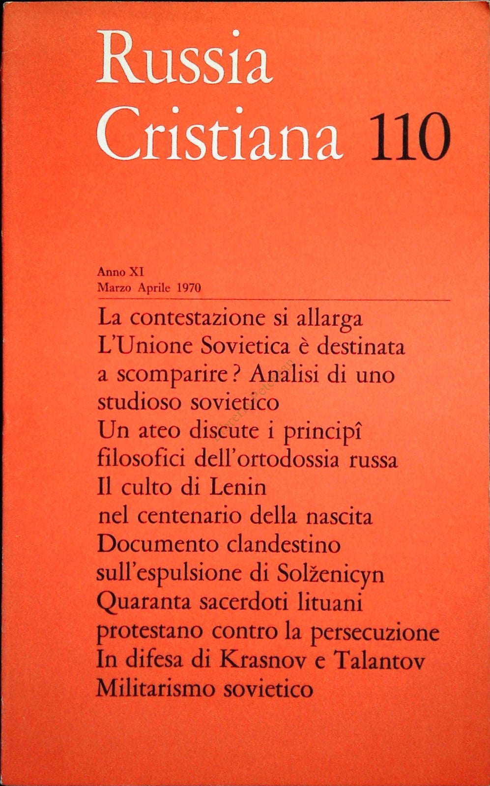 RUSSIA CRISTIANA N. 110 - MARZO-APRILE 1970