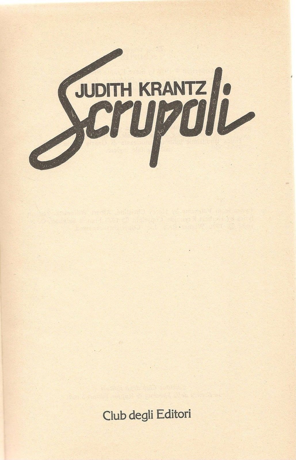 SCRUPOLI - JUDITH KRANTZ - ED. CDE