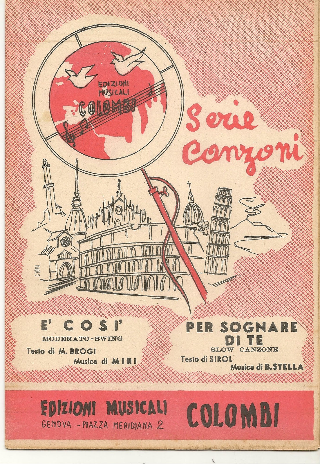 E' COSI'.moderrato swing - PER SOGNARE DI TE. slow canzone -SPARTITO-SHEET MUSIC