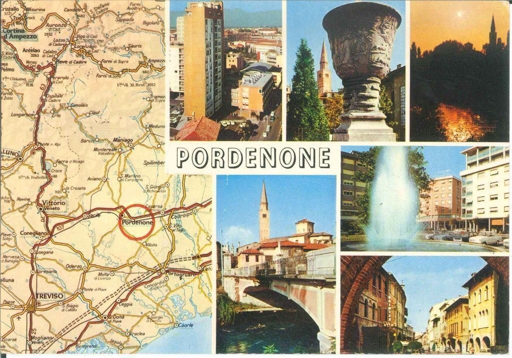PORDENONE - SEI VEDUTE CON CARTINA - V1979