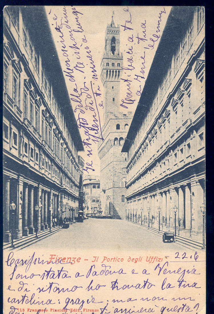 FIRENZE - IL PORTICO DEGLI UFFIZI - V1903 - DORSO UNITO