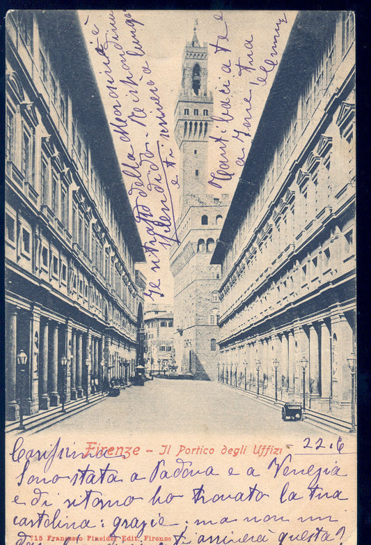 FIRENZE - IL PORTICO DEGLI UFFIZI - V1903 - DORSO UNITO