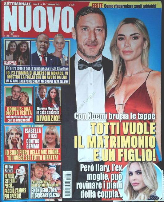 SETTIMANALE NUOVO 7 DICEMBRE 2022 - TOTTI-BONOLIS-PARIETTI-OUTLET DEL LIBRO