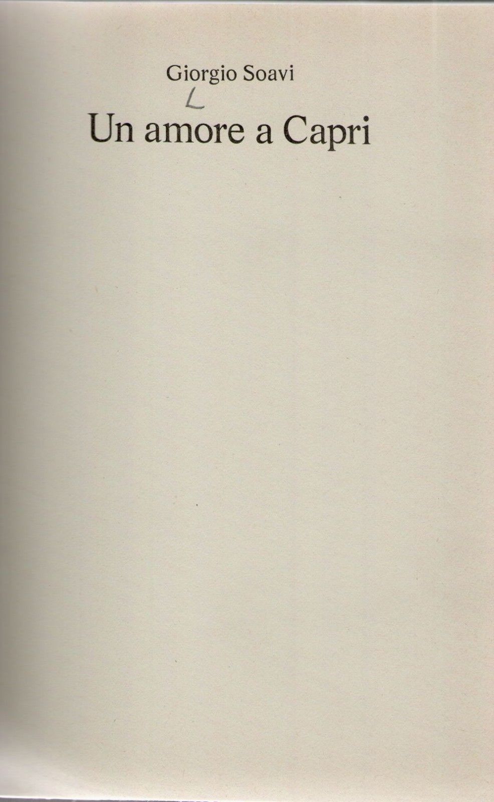 UN AMORE A CAPRI - GIORGIO SOAVI - CDE 1981 - OUTLET DEL LIBRO