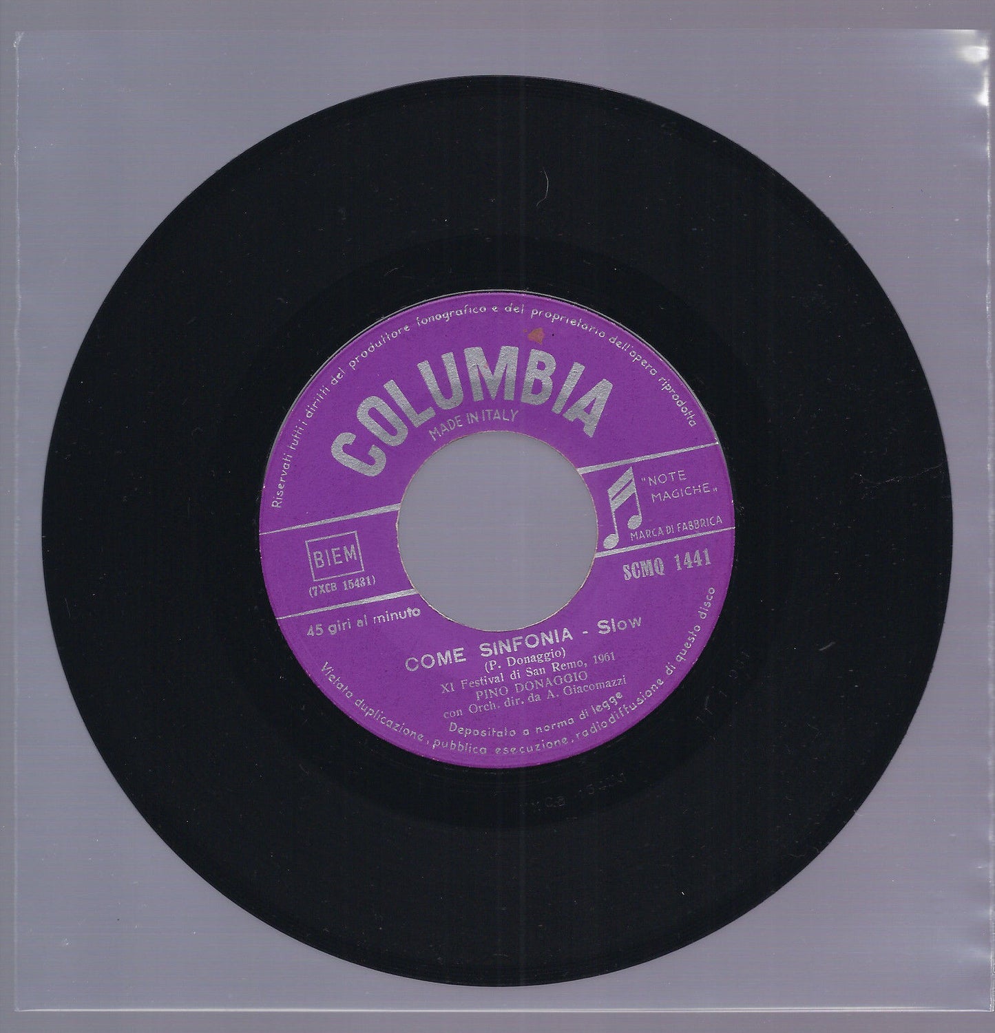 COME SINFONIA - IL CANE DI STOFFA == PINO DONAGGIO - Sanremo 1961