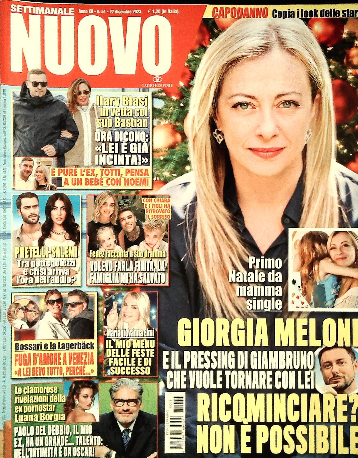 SETTIMANALE NUOVO - 27 DICEMBRE 2023-GIORGIA MELONI-ILARY BLASI-FEDEZ-DEL DEBBIO