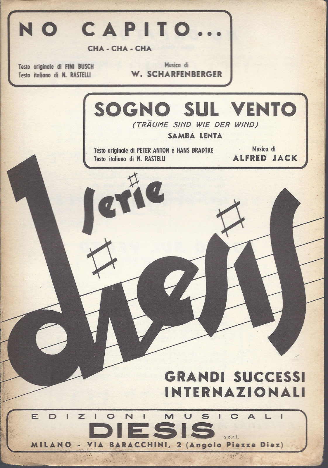 NO CAPITO...  -  SOGNO SUL VENTO  Traume sind wie der wind - A. Jack # SPARTITO