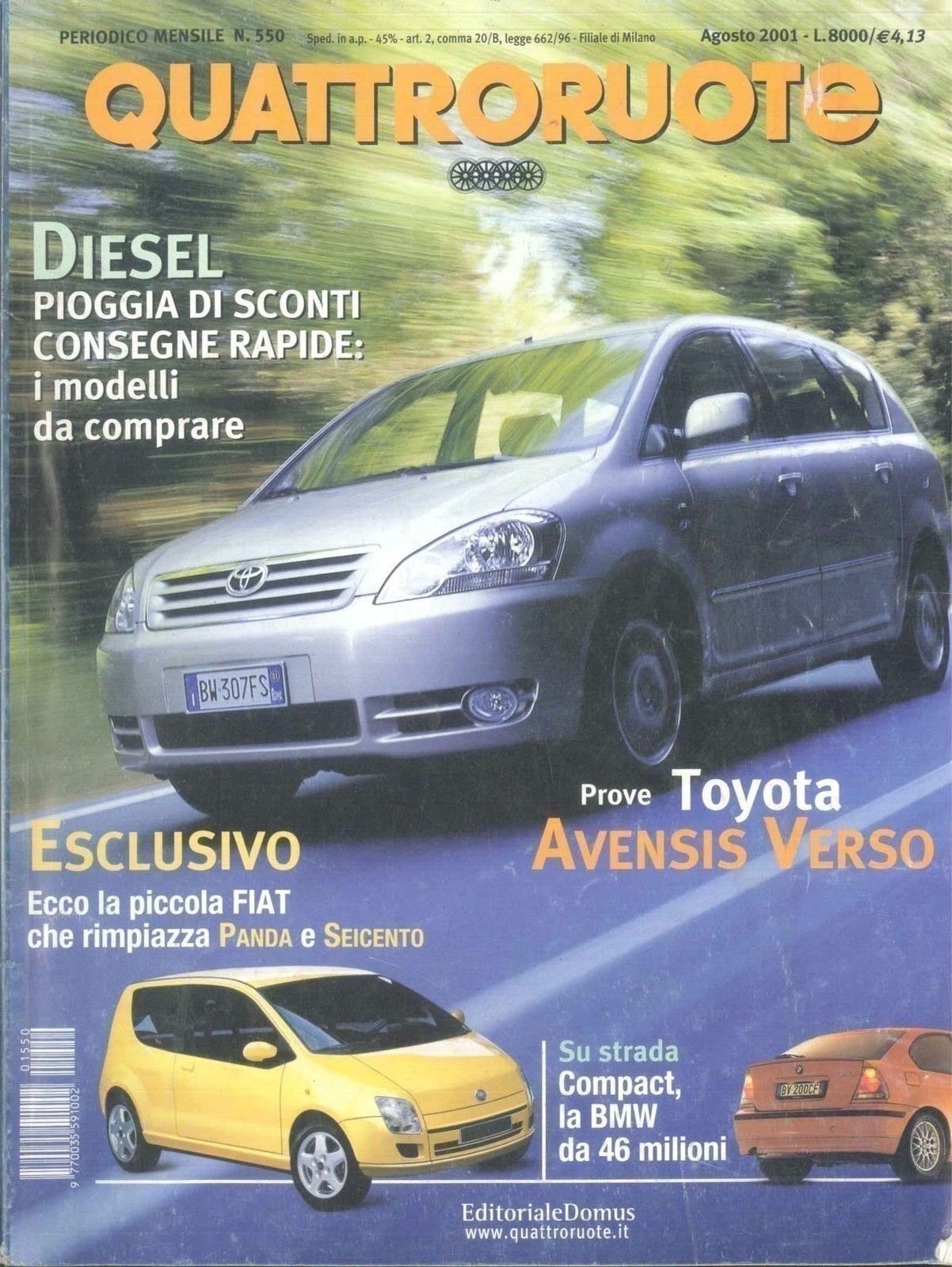 QUATTRORUOTE N 550 - AGOSTO 2001 - ED. DOMUS