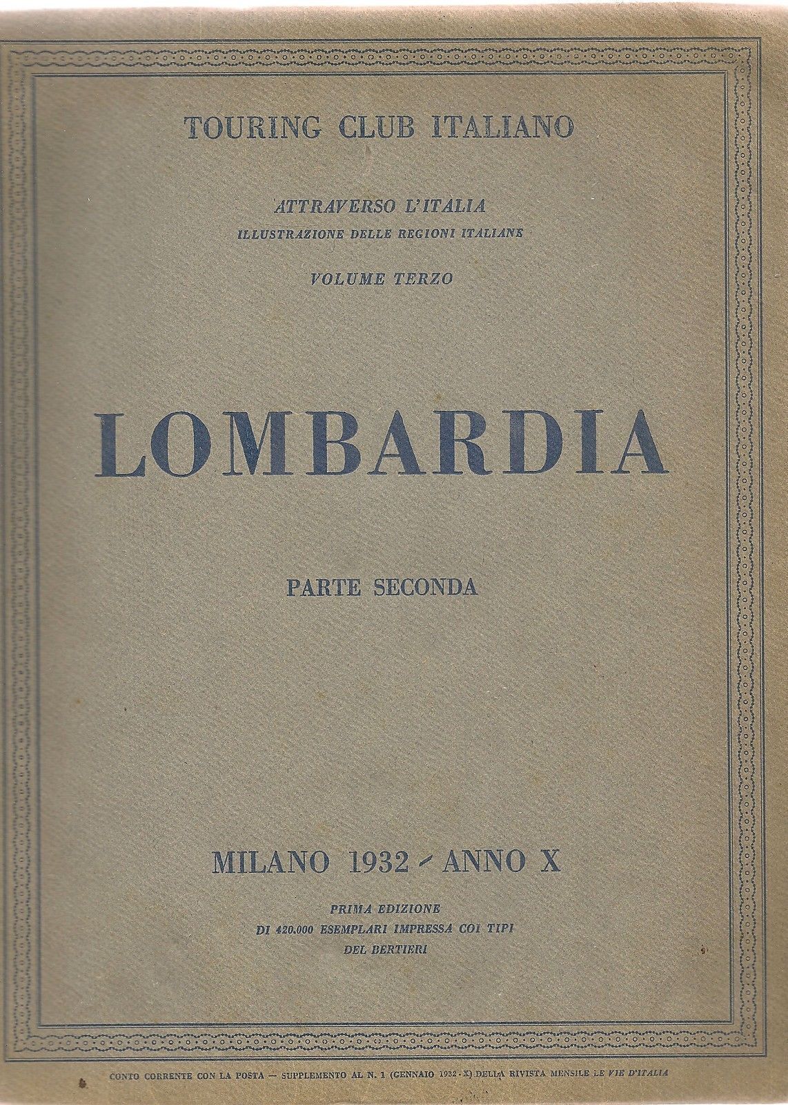 ATTRAVERSO L'ITALIA - LOMBARDIA - PARETE SECONDA 1932