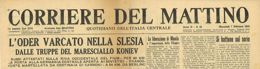 CORRIERE DEL MATTINO 7 FEBBRAIO 1945- BATTAGLIA ODER - PROGRESSI GARFAGNANA