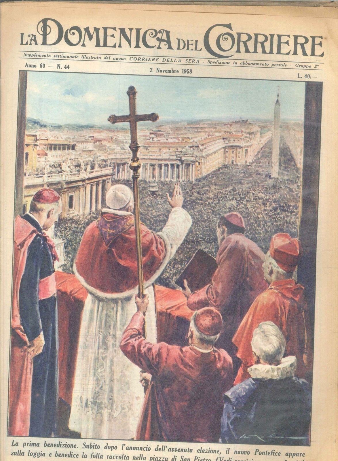 DOMENICA DEL CORRIERE N 44 - 2 NOVEMBRE 1958 - ILL. WALTER MOLINO