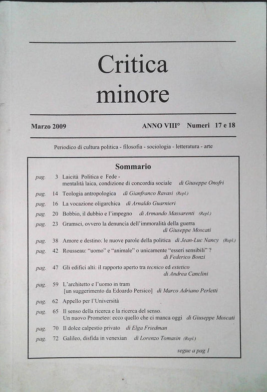 CRITICA MINORE - MARZO 2009