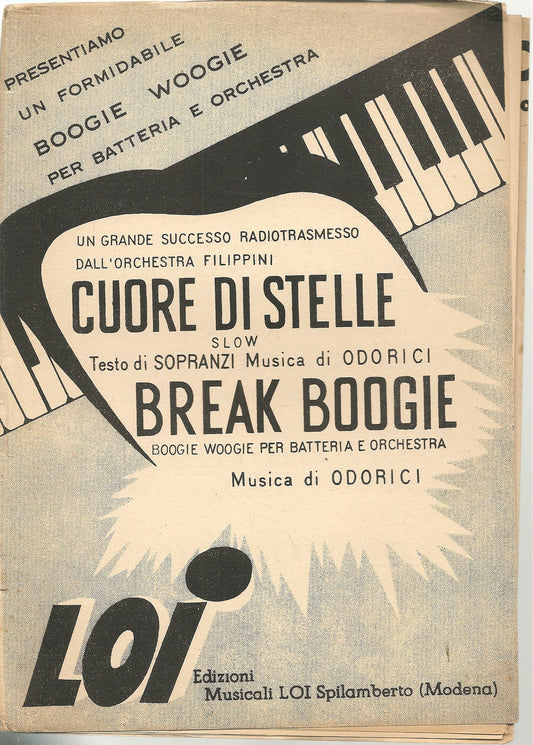 CUORE DI STELLE - BREAK BOOGIE - ORCHESTRA FILLIPINI - SPARTITO -SHEET MUSIC