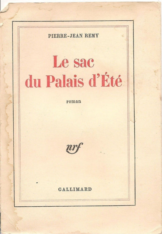 LE SAC DU PALAIS D'ETE - PIERRE-JEAN REMY (FRENCH TEXT)