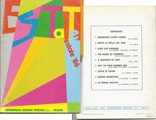 ESTATE 1986 SUGARMUSIC -- SPARTITO - 10 Brani