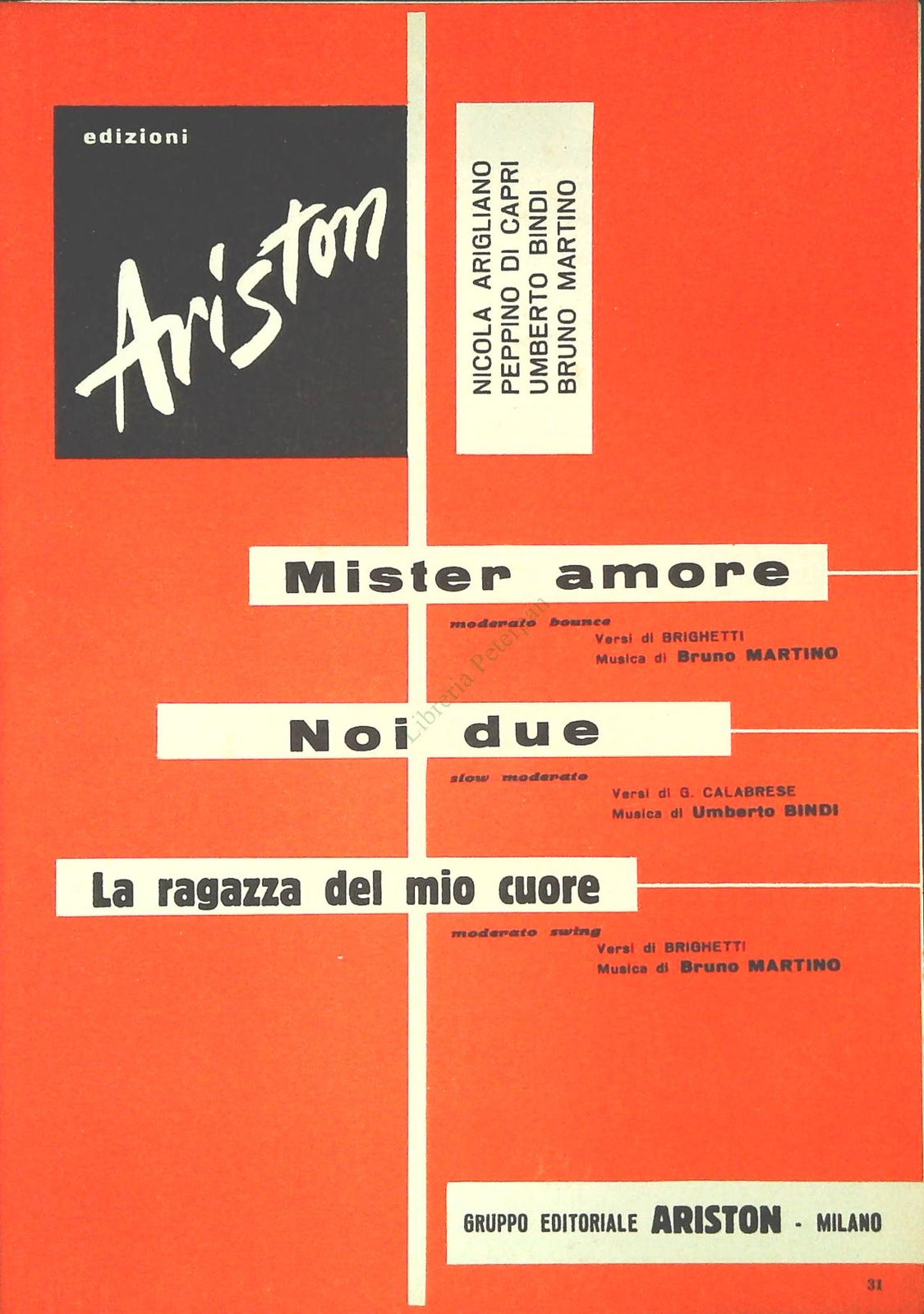 MISTER AMORE.mod. bounce-NOI DUE.slow-LA RAGAZZA DEL MIO CUORE.swing - SPARTITO