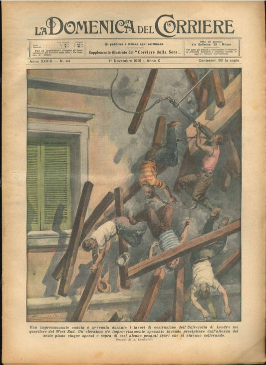 DOMENICA DEL CORRIERE N 44 - 1 NOVEMBRE 1931 - ILL. A. LOMBARDI