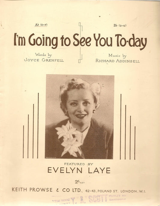 I'M GOING TO SEE YOU TO-DAY - SPARTITO-SHEET MUSIC
