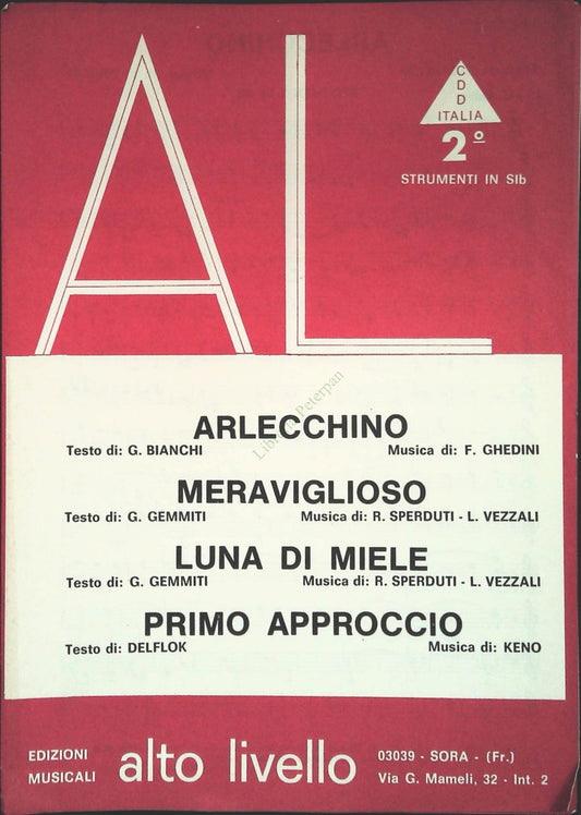 ARLECCHINO-MERAVIGLIOSO-LUNA DI MIELE-PRIMO APPROCCIO - SPARTITO-SHEET MUSIC