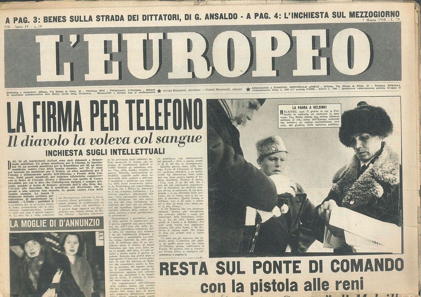 L'EUROPEO - ANO IV° - N 10 - 7 MARZO 1948