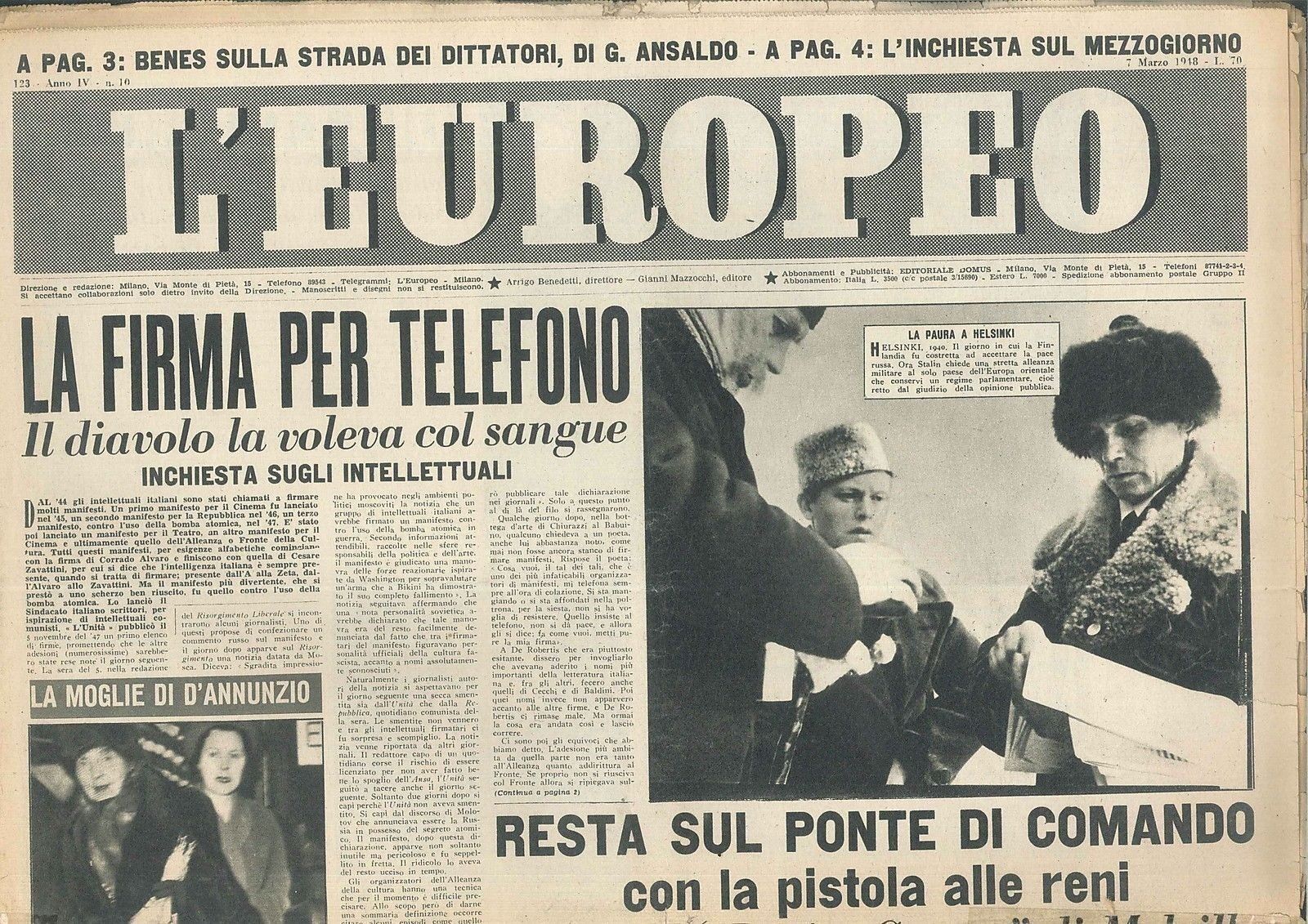 L'EUROPEO - ANO IV° - N 10 - 7 MARZO 1948