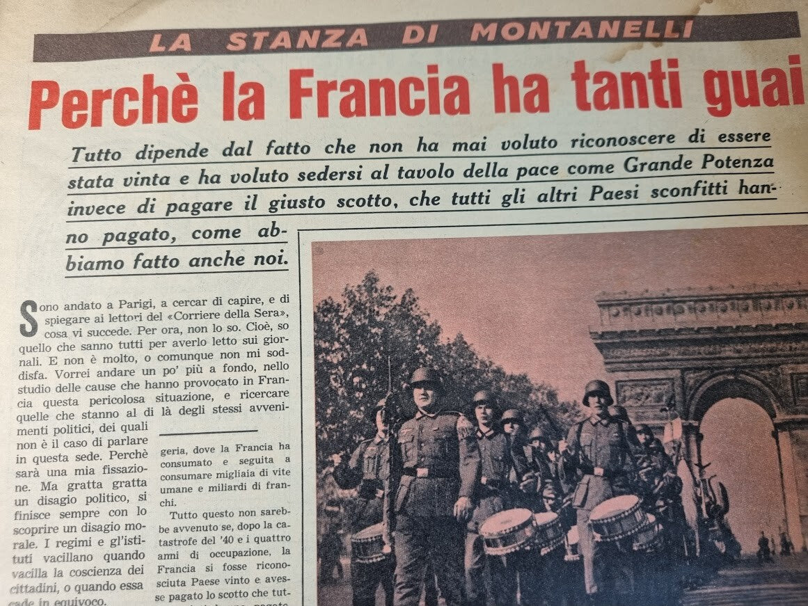 PERCHE' LA FRANCIA HA TANTRI GUAI - ALGERIA 1960 - MONTANELLI