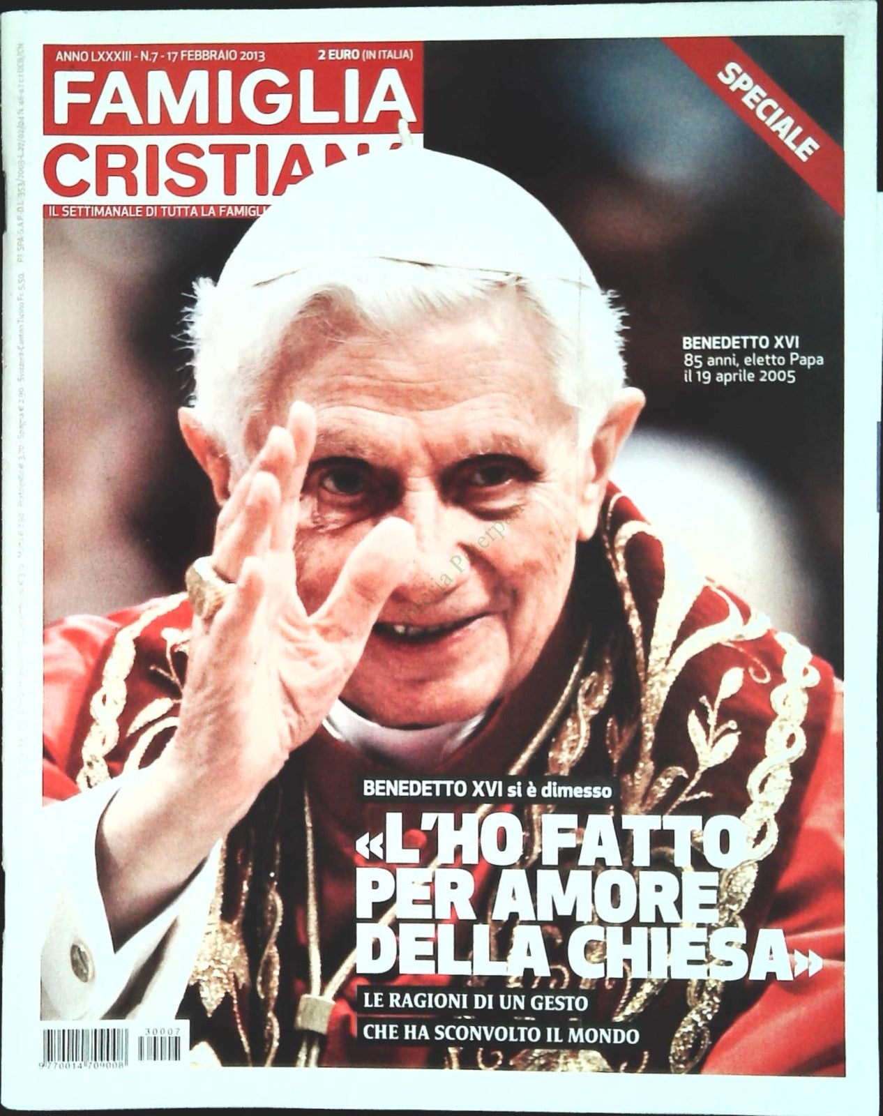 FAMIGLIA CRISTIANA - 17 FEBBRAIO 2013 - SPECIALE DIMISISONI RATZINGER