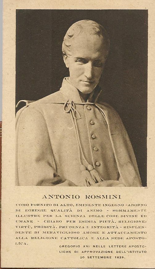 ANTONIO ROSMINI - HOLY CARD PER LA GLORIFICAZIONE