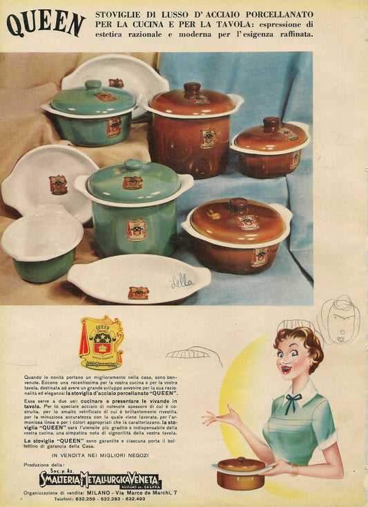 QUEEN. STOVIGLIE DI LUSSO - SMALTERIA METALLURGICA VENETA - ADVERTISING