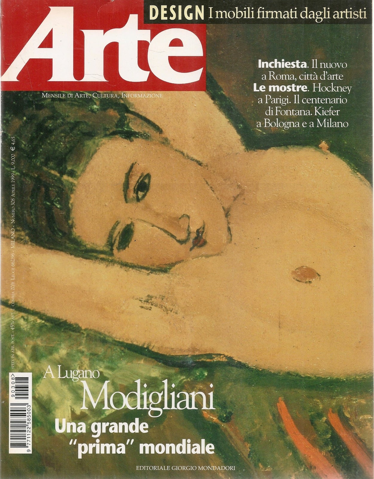ARTE N. 308 - APRILE 1999 - MODIGLIANI UNA GRANDE PRIMA MONDIALE