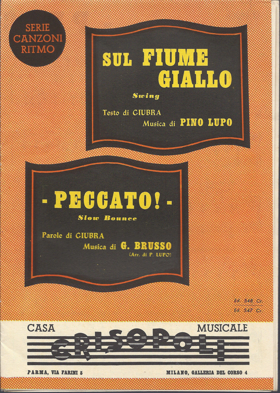 SUL FIUME GIALLO  Giubra- PinoLupo - PECCATO!  Giubra-Brusso # SPARTITO